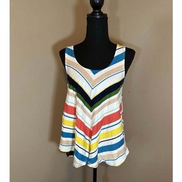 Anthropologie Deletta Multi-color Striped Swing Tank S Cutout Back - Picture 5 of 10